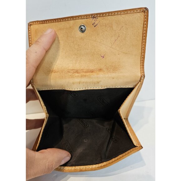 Authentic Coach Khaki Hamptons Brown Wallet 2 Fold ~ Change Pocket ~Leather Trim - Picture 5 of 12